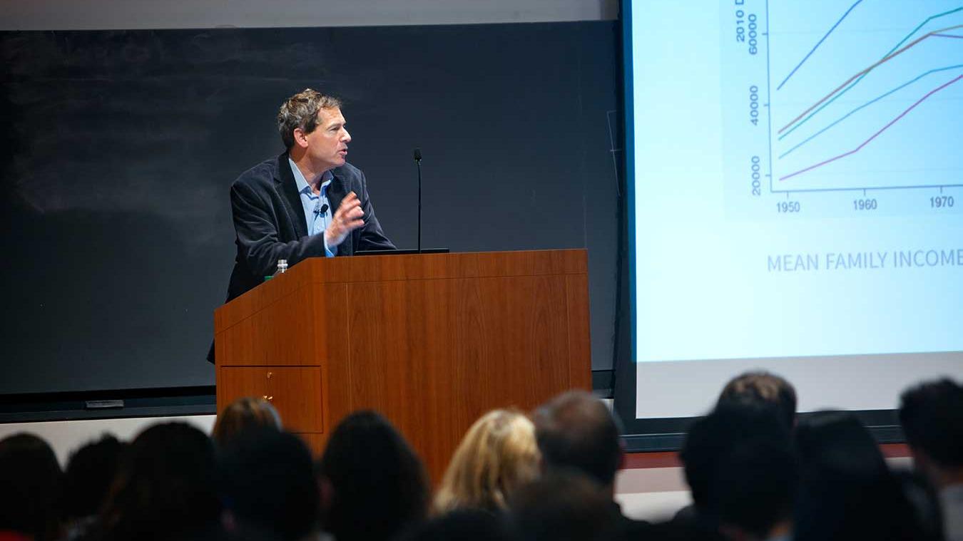 David Grusky speaks at a CSI event