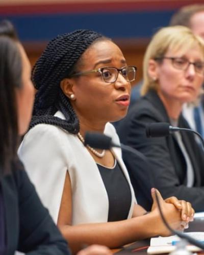 Ifeoma Ajunwa, second from left, testifies in front of the U.S. House of Representatives Committee on Education and Labor Feb. 5 in Washington, D.C.